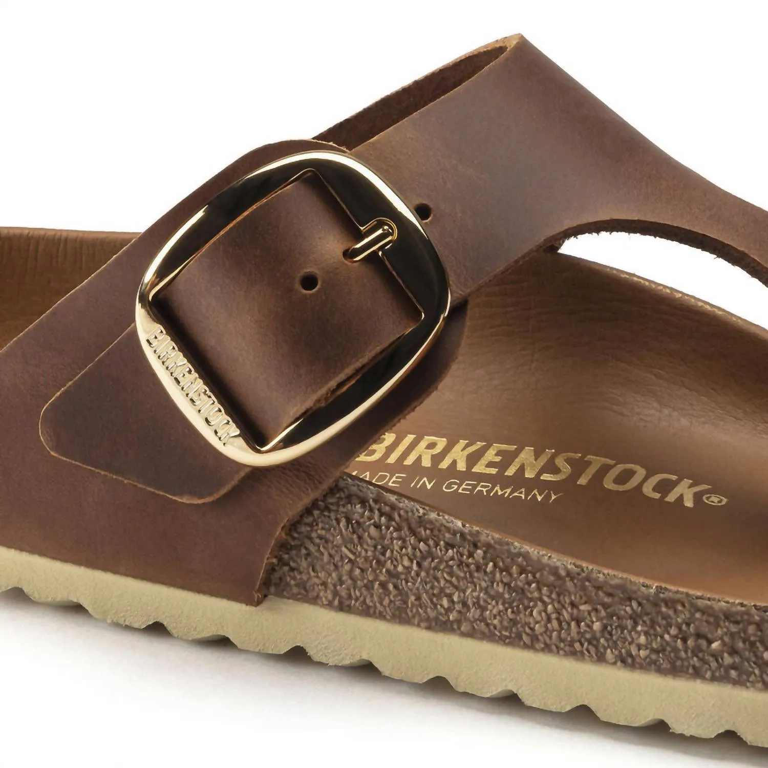 Unisex Gizeh Big Buckle Sandale in Cognac