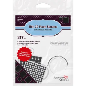 exclusive Thin Black 3D Adhesive Foam Squares 217/Pkg