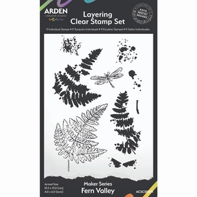 Arden Creative Studio Maker Series Fern Valley 4 In X 6 In Layering Clear Stamp Set handy