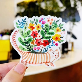 neutral ceramic Forest & Fauna Paper Co. Vinyl Sticker - Cat Vase