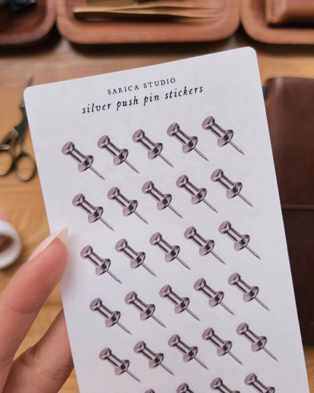 Sarica Studio Silver Push Pin Stickers refined