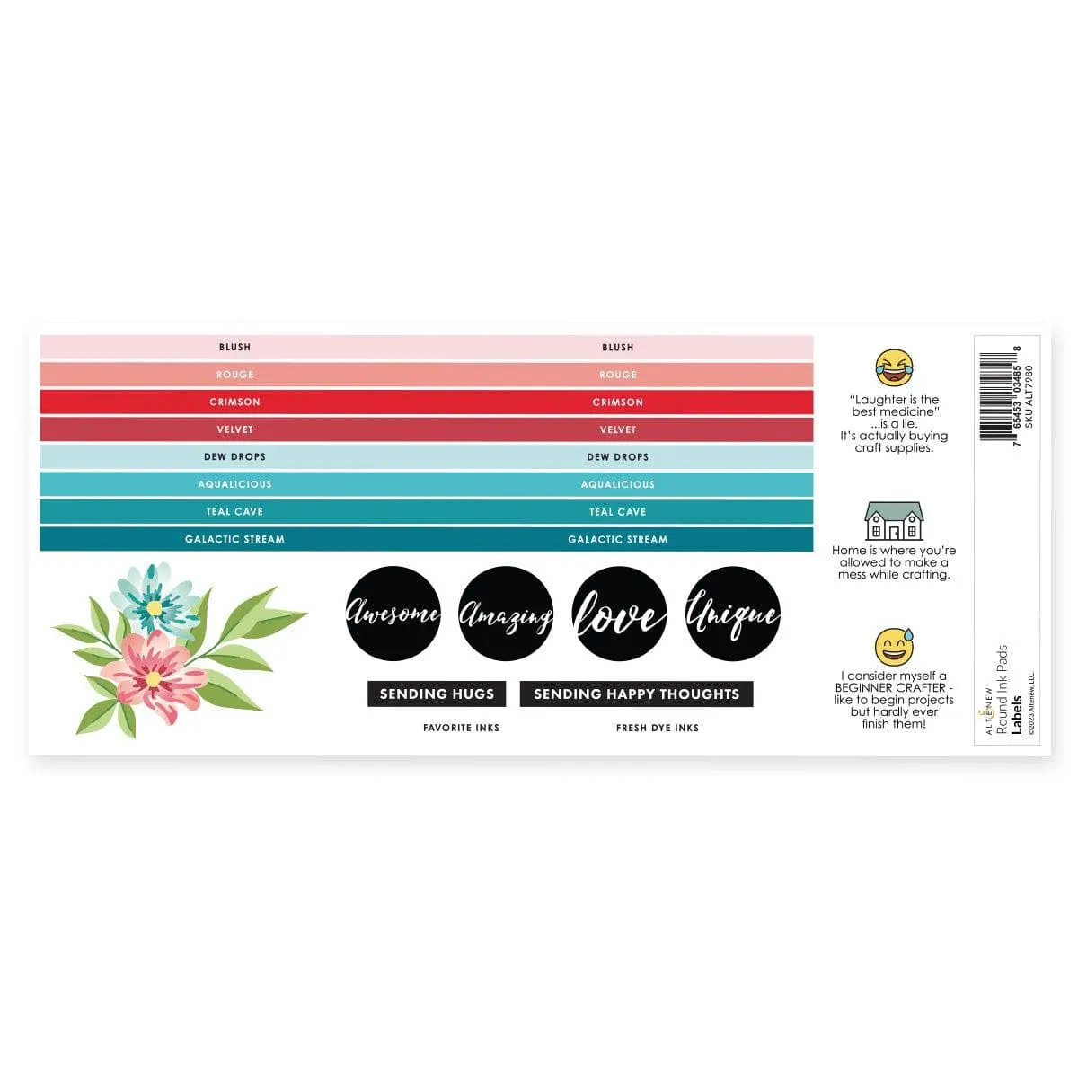 bamboo Round Ink Pads Label Set - Red Sunset, Sweet Dreams