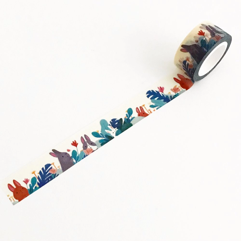 Bunnies Foliage Washi Tape plastic