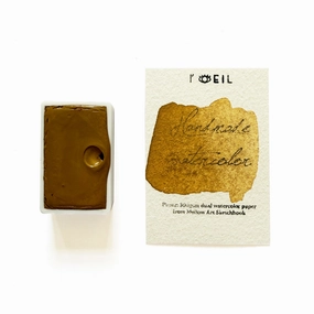 soft shiny Golden Ochre Py42 - Artist Grade Handmade Honey Based Watercolor Paint Full Pan 3.2Ml
