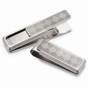 M-Clip Stainless Brushed With Etched Herringbone Money Clip bamboo vintage