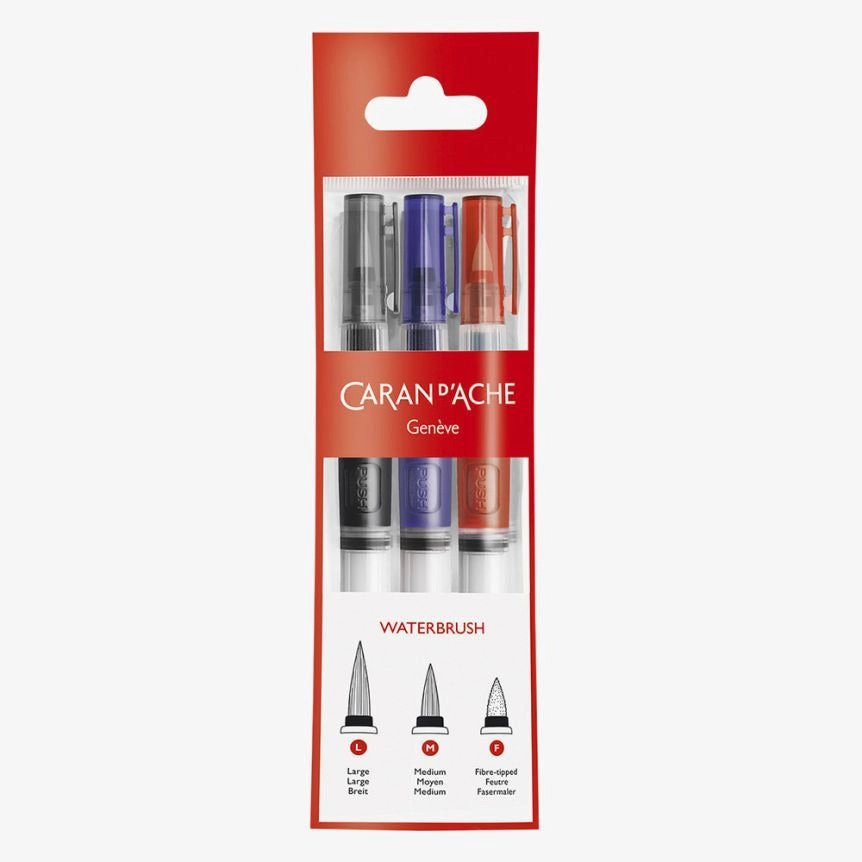 valuable giant Set Of 3 Pro Water Brushes, Caran D'Ache Museum Aquarelle Waterbrush
