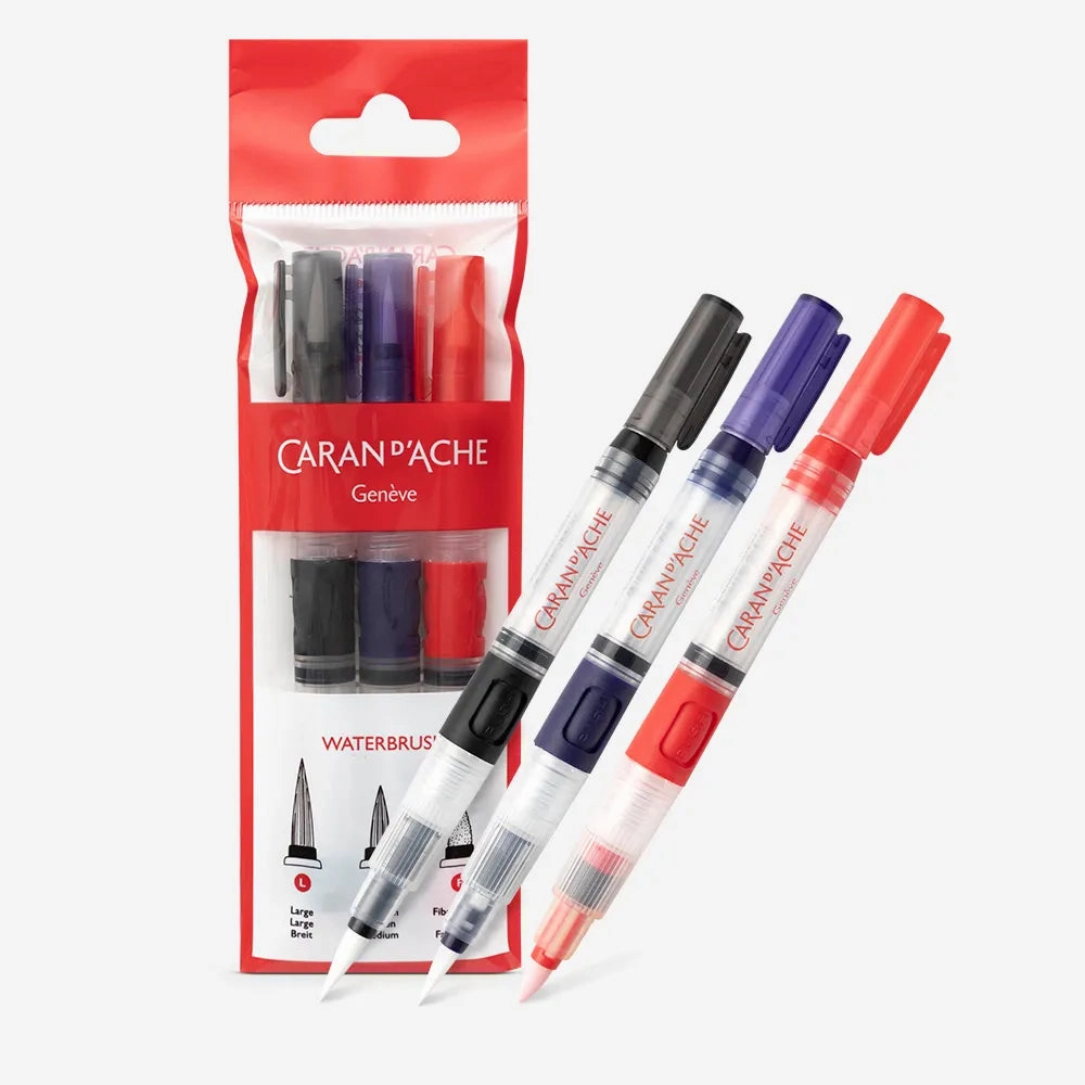 eco luxury Set Of 3 Pro Water Brushes, Caran D'Ache Museum Aquarelle Waterbrush