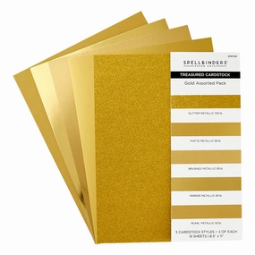 sleek glass Spellbinders Gold Assortment Treasured Cardstock 8 1/2" X 11 -15 Pack