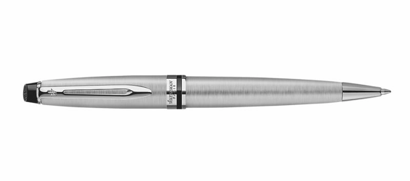 Waterman Expert Stainless Steel Ballpoint Pen bright paper