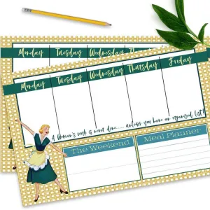 top Vintage Housewife Notepad Weekly Planner