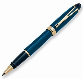 Aurora Ipsilon Deluxe Blue/Gold Rollerball Pen refillable