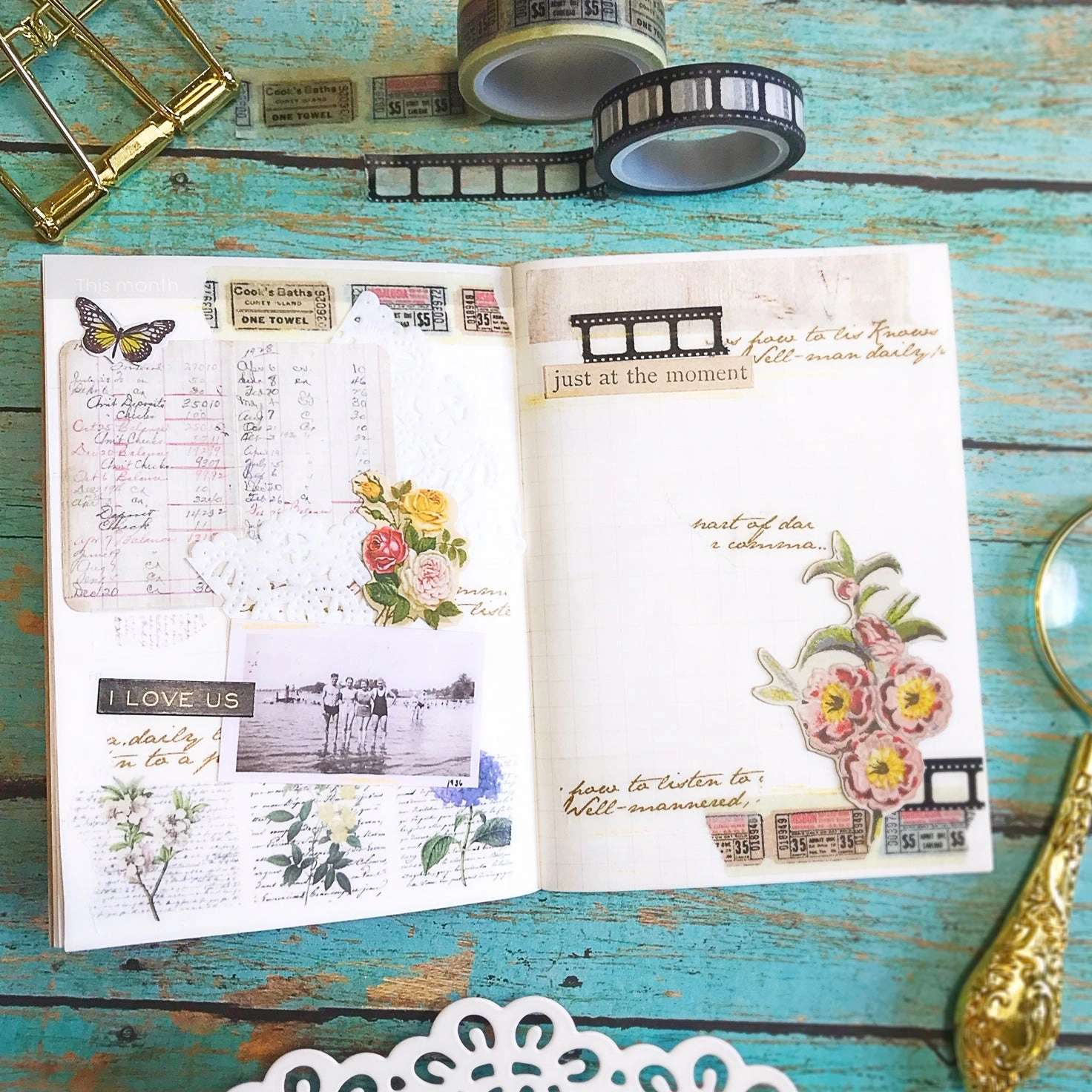 durable Vintage Flower Cutting Washi Tape