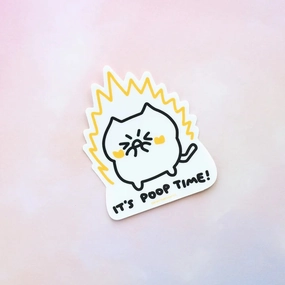 It'S Poop Time Cat Vinyl Sticker maxi