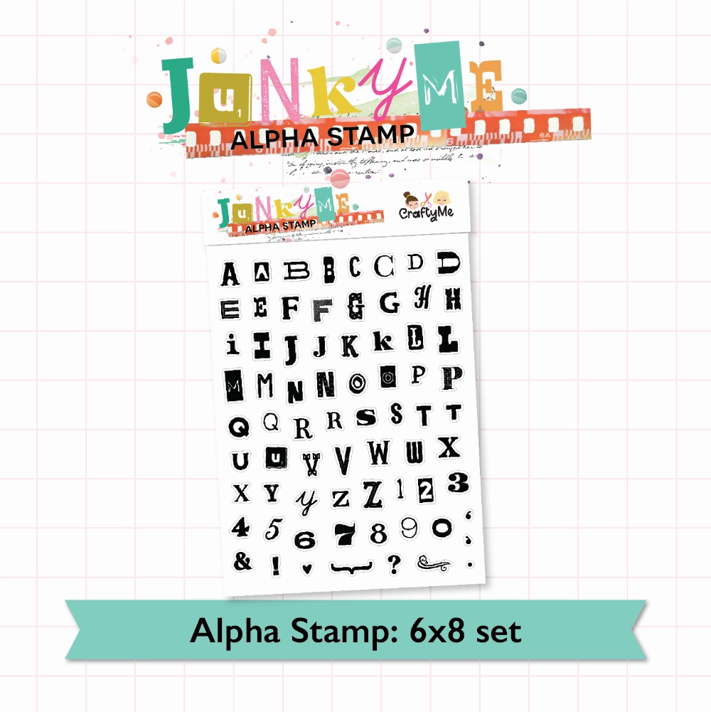 Junky Me Alphabet 6X8 Clear Stamp Set shiny