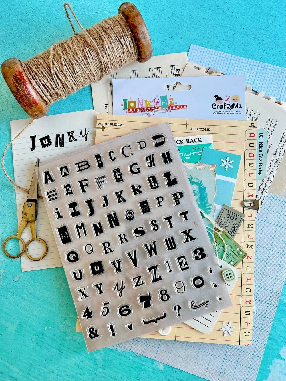 Junky Me Alphabet 6X8 Clear Stamp Set pastel