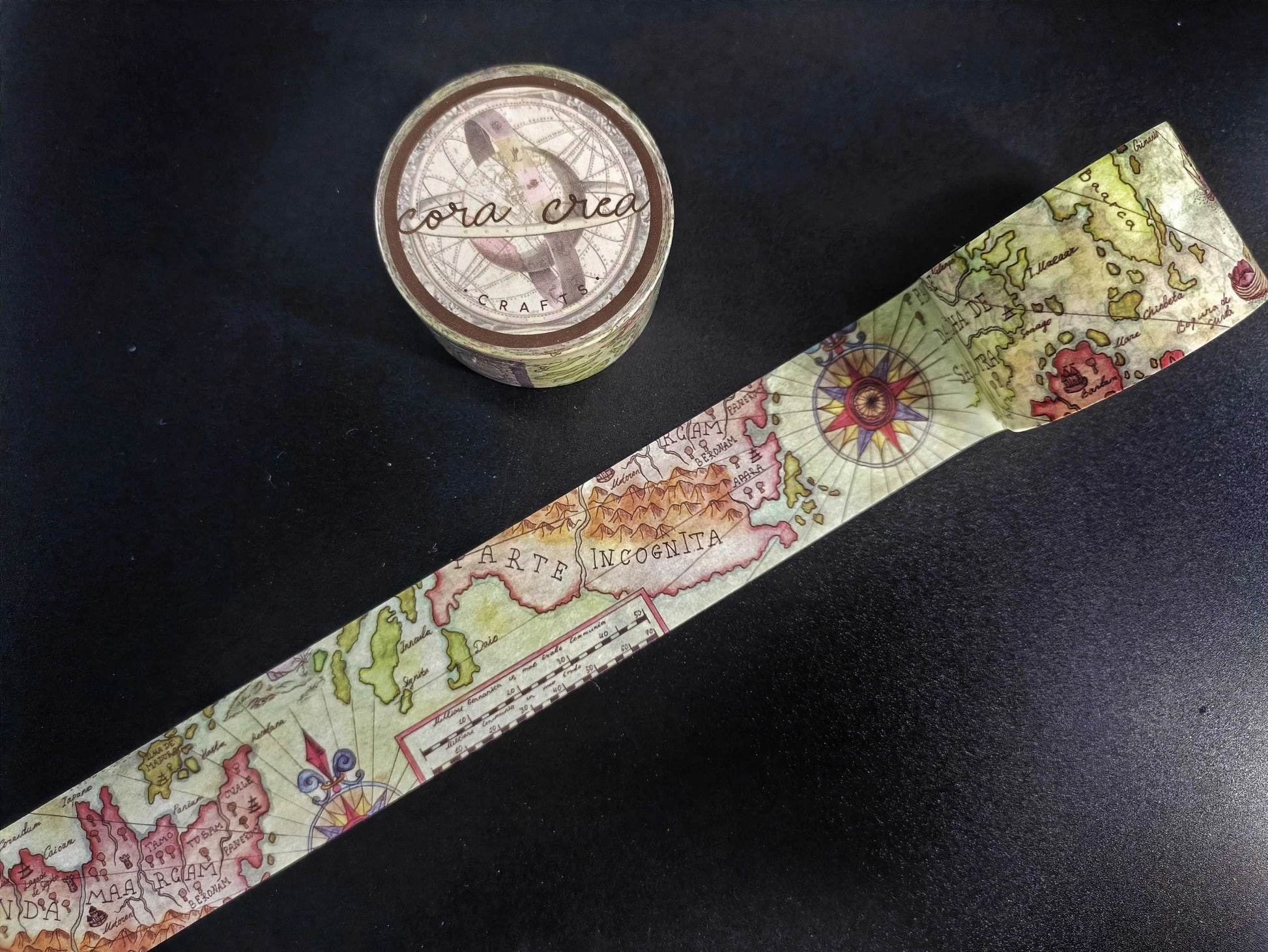Vintage Map Washi Tape steel kit