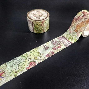 Vintage Map Washi Tape wrapped antislip