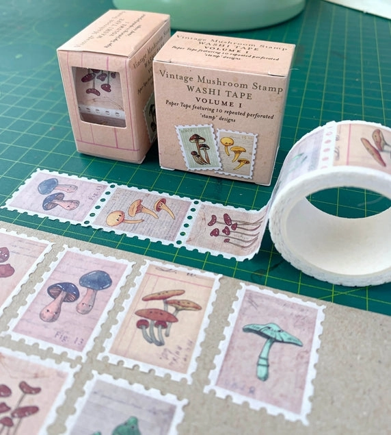 thin metallic Vintage Mushroom Volume I Stamp Washi Tape