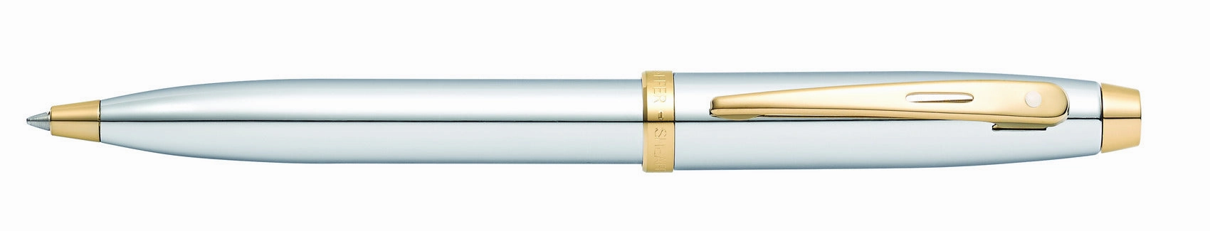 Sheaffer 100 Bright Chrome And Gold Trim Ballpoint Pen everyday short