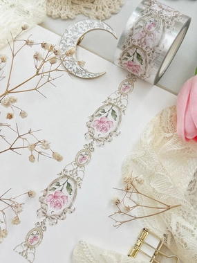 boxed matte Vintaged Framed Rose Die Cut Washi Tape