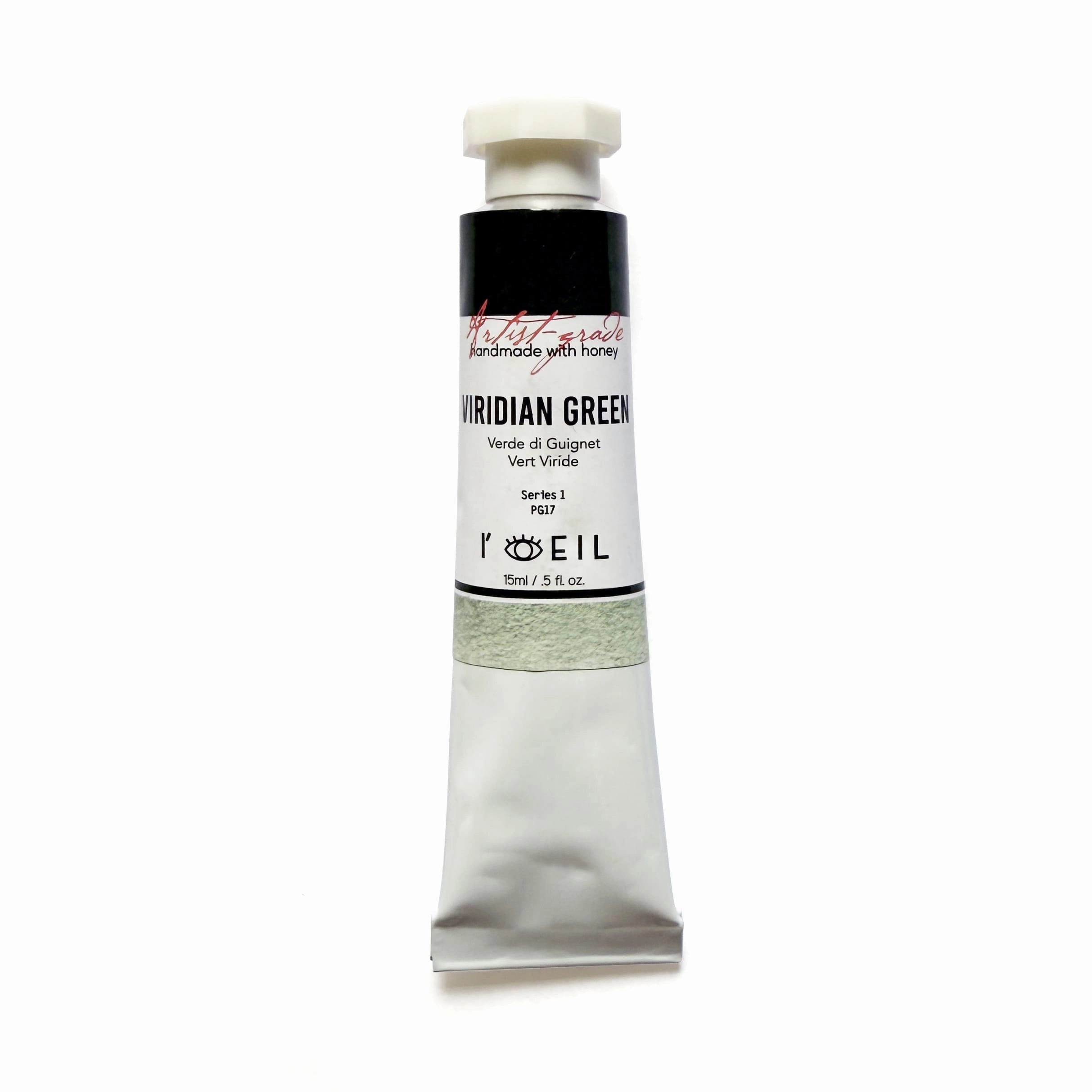 Viridian Green Pg17 - Artist Grade Handmade Honey Based Watercolor Tube 15Ml stackable wooden