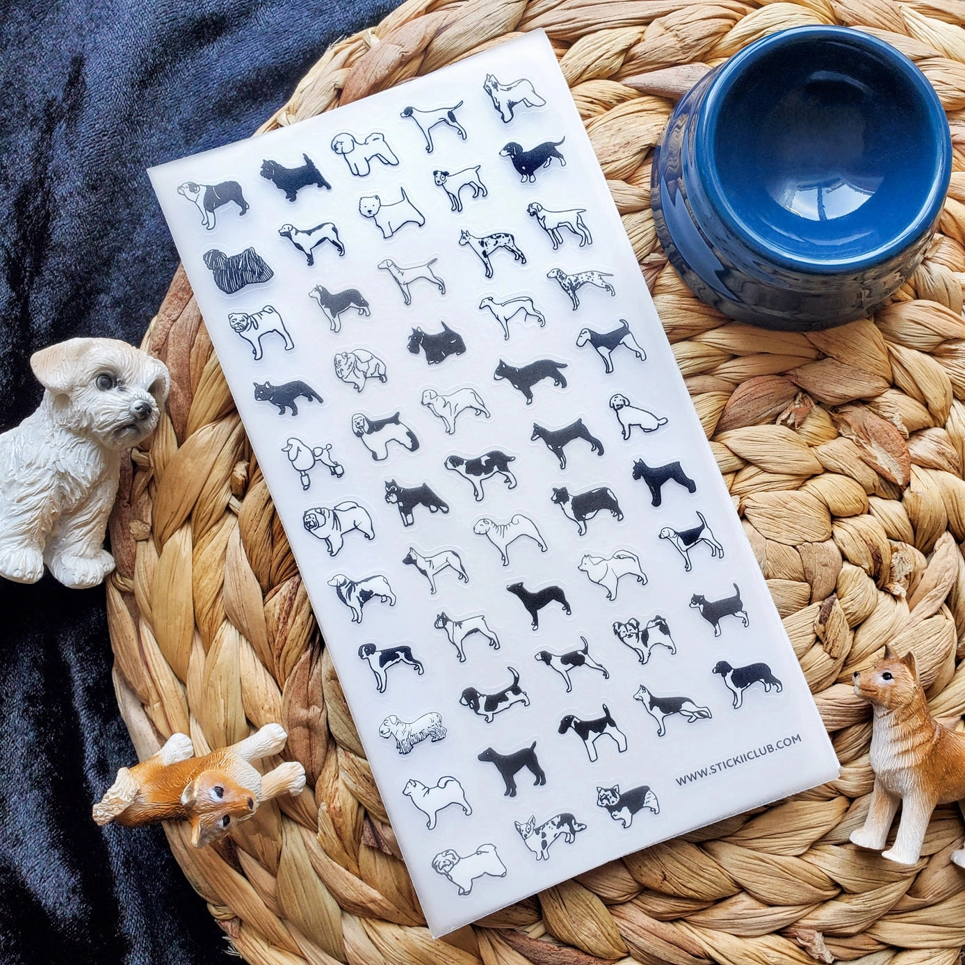 B&W Dog Sticker Sheet limited waterproof