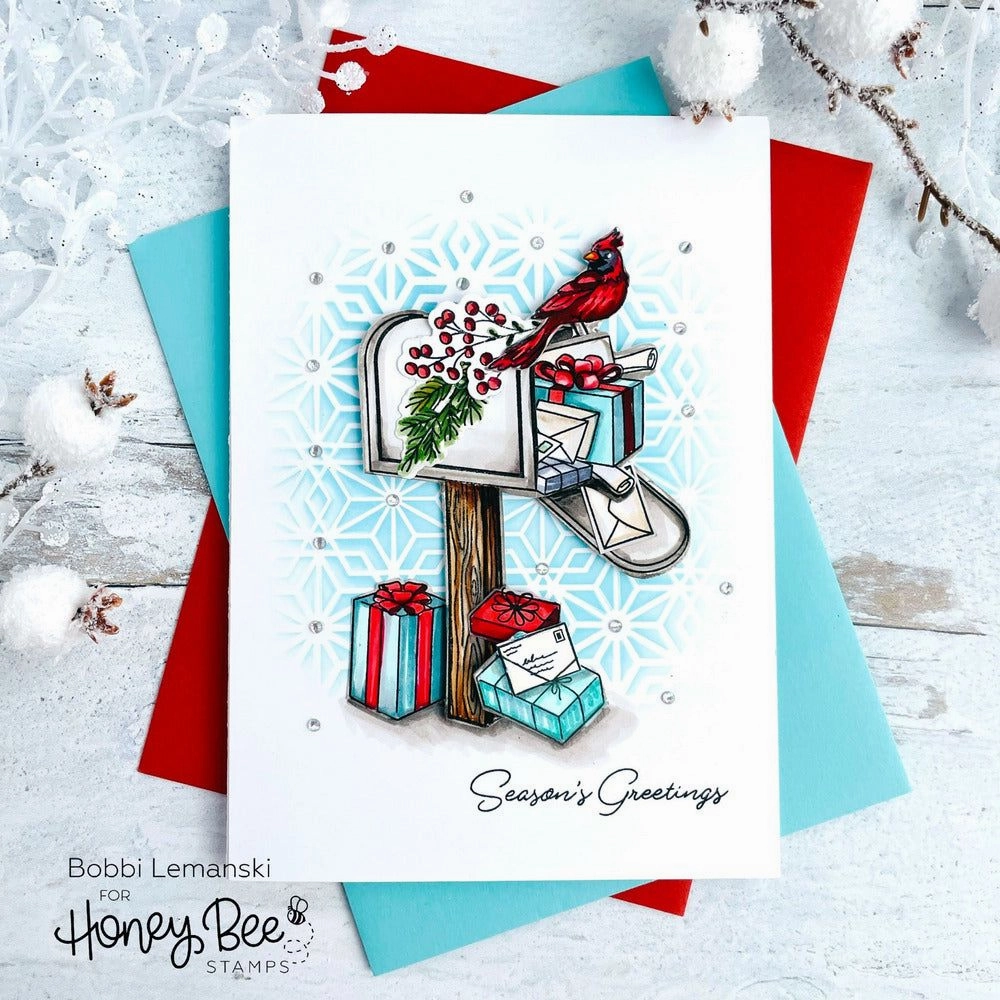 Inside: Holiday Sentiments - 6X6 Stamp Set bold wooden