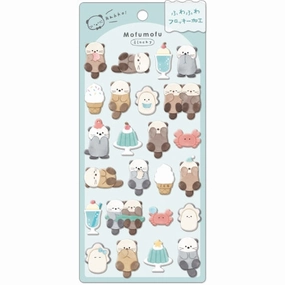 Mofumofu Flocky Puffy Sticker Sheet - Otter new quality