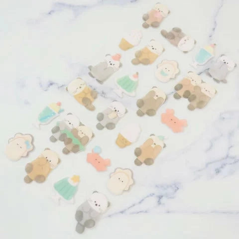 fiber plastic Mofumofu Flocky Puffy Sticker Sheet - Otter