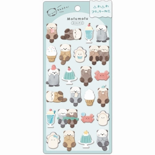 Mofumofu Flocky Puffy Sticker Sheet - Otter new quality