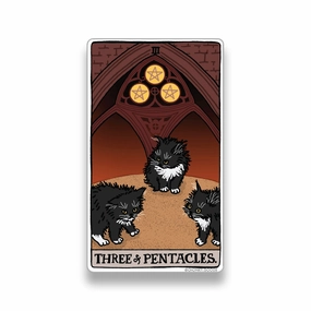vegan refined Three Of Pentacles Tarot Cat Meme Stickers (Minor Arcana)