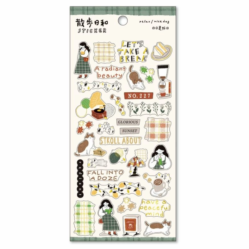 Walking Day Sticker Sheet - Going To A Coffee Shop multipurpose