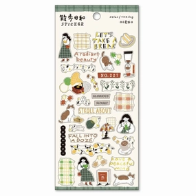 Walking Day Sticker Sheet - Going To A Coffee Shop multipurpose