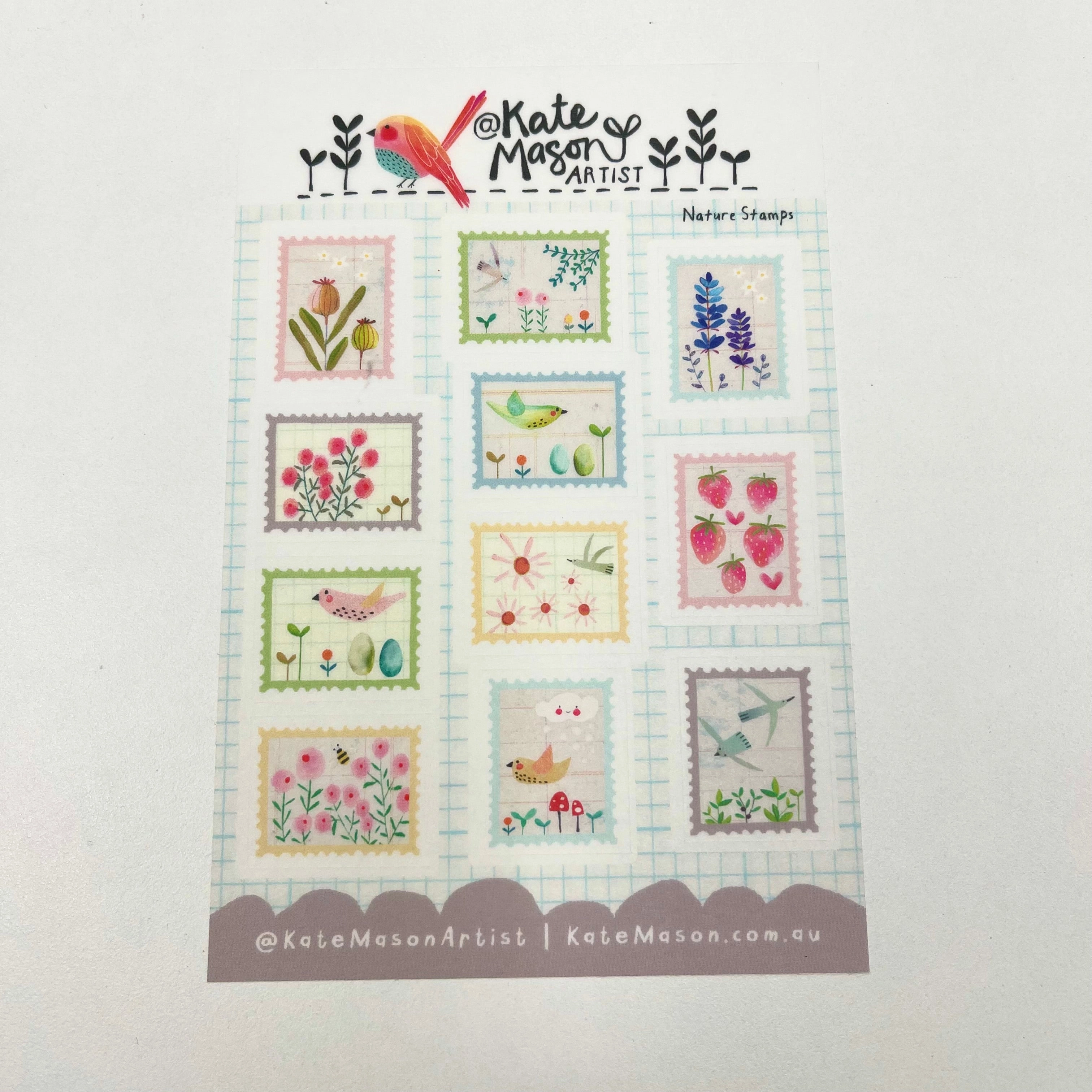 wooden handy Kate Mason Sticker Sheet - Nature Stamps