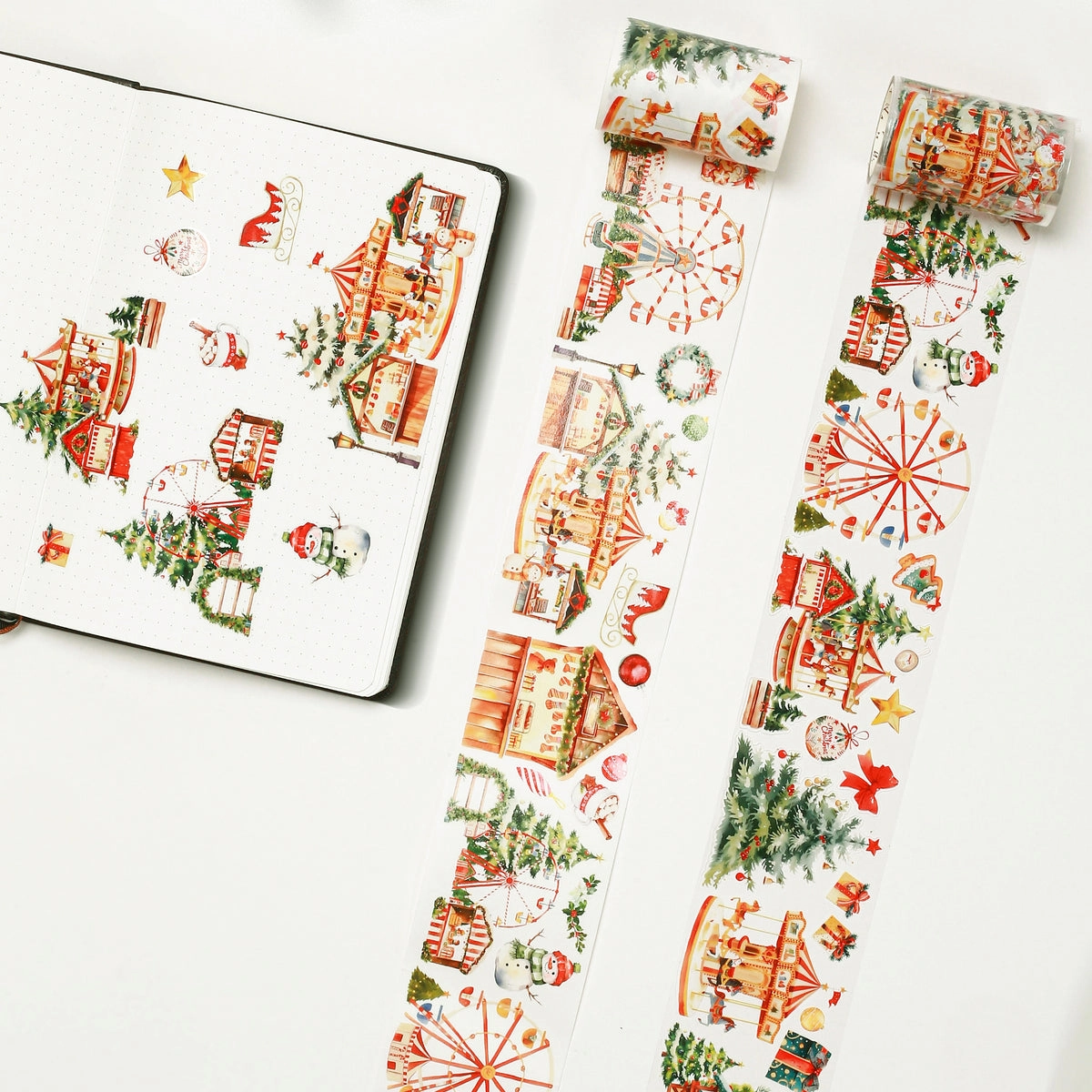 Pre-Cut Christmas Market Wide Washi / Pet Tape antislip