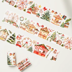 collapsible Pre-Cut Christmas Market Wide Washi / Pet Tape