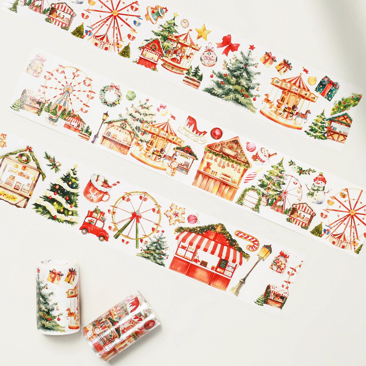 collapsible Pre-Cut Christmas Market Wide Washi / Pet Tape