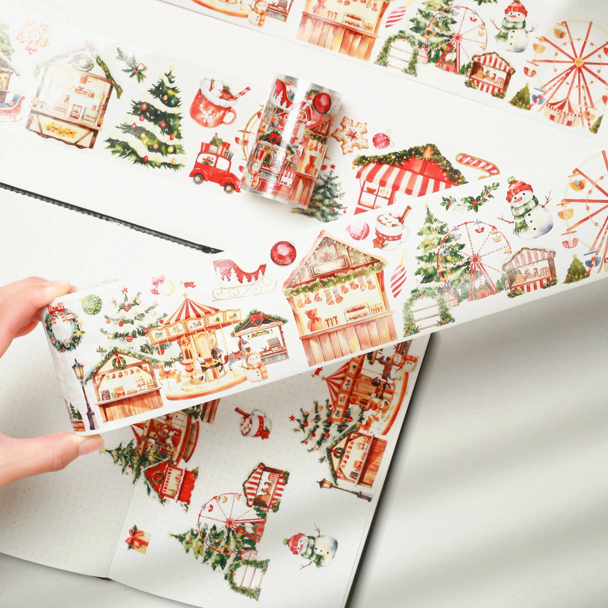 Pre-Cut Christmas Market Wide Washi / Pet Tape valuable versatile