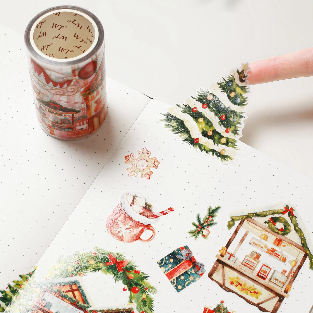 Pre-Cut Christmas Market Wide Washi / Pet Tape wrapped luxury