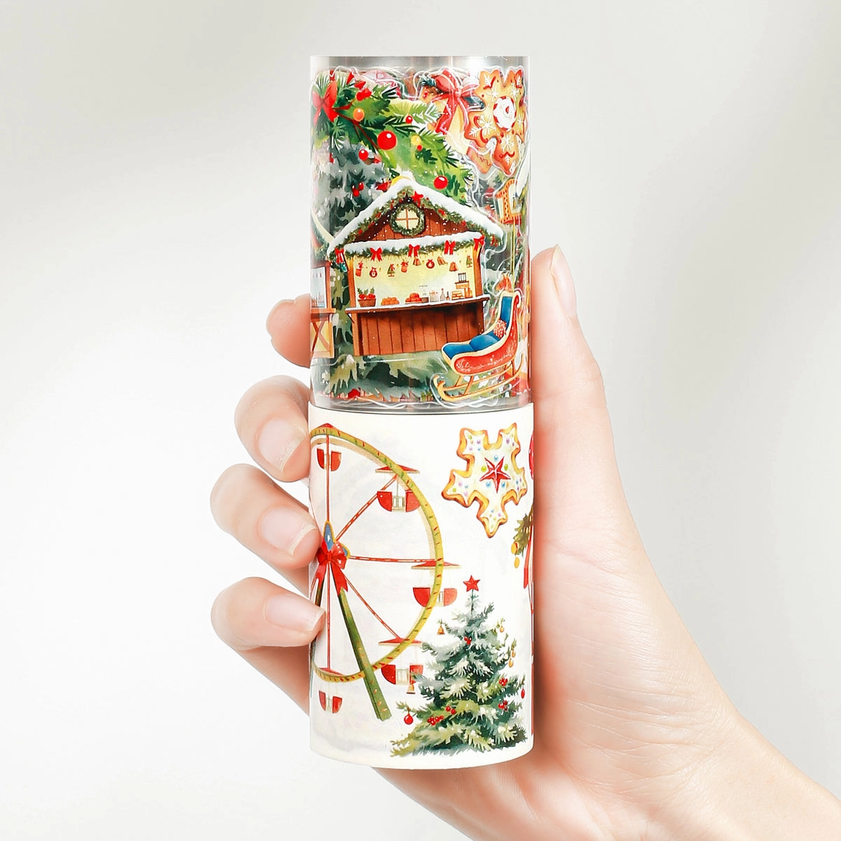 sleek bold Pre-Cut Christmas Market Wide Washi / Pet Tape