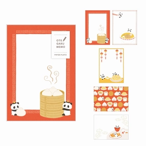 Otegaru Memo Pad - Panda Chinese Rice mini tall