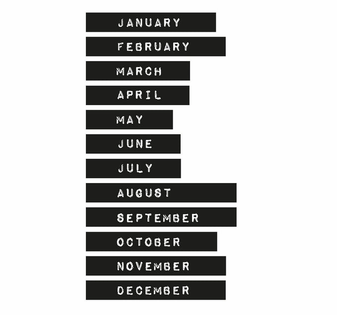 solid Washi Tape Months Planner Essentials 12 Rolls Nr.14
