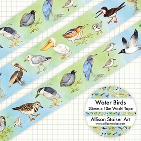 linen wrapped Water Birds Washi Tape