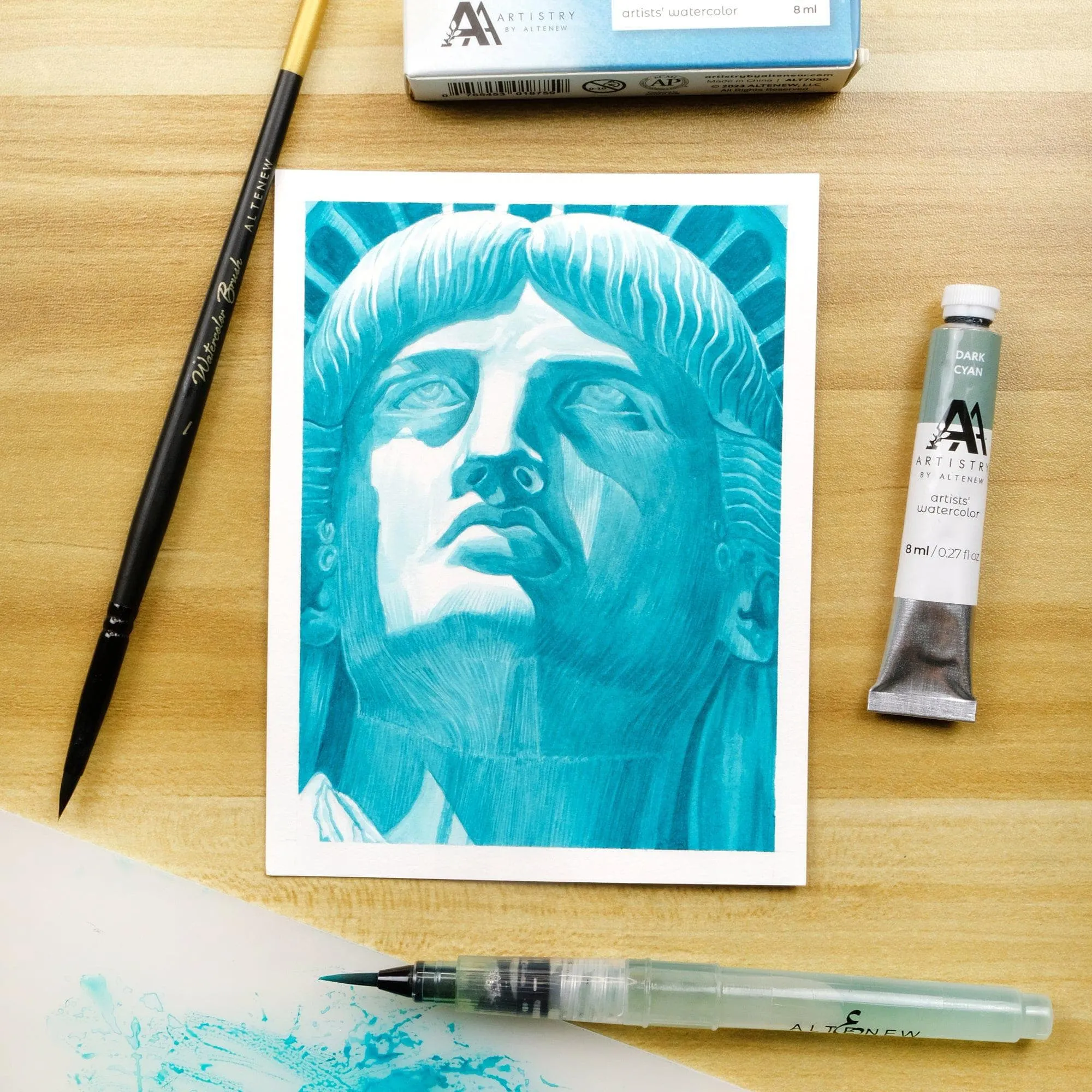 wide muted Watercolor Brush - Medium