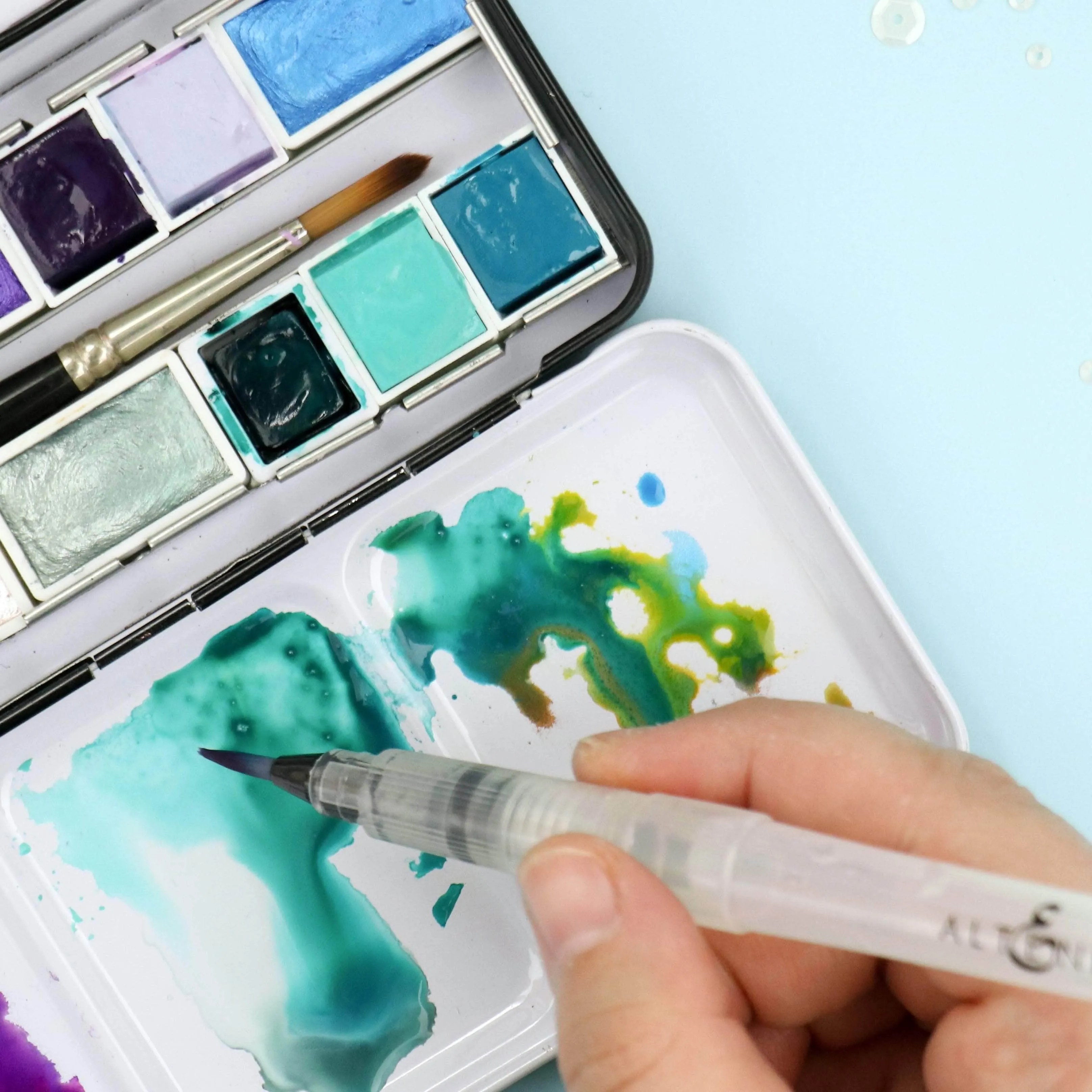 Watercolor Tin Case minimalist colorful