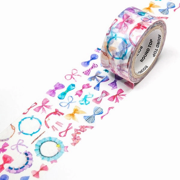 refillable wide Watercolor Bows Washi Tape Insomnia Round Top