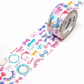 refillable wide Watercolor Bows Washi Tape Insomnia Round Top