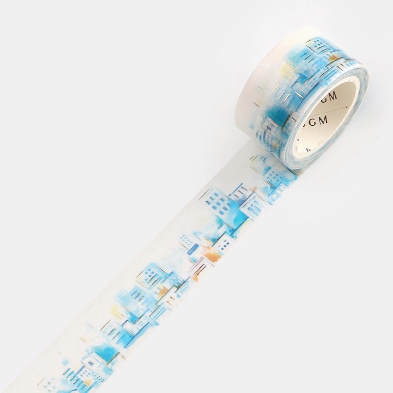Watercolor City Washi Tape Foil Bgm metallic