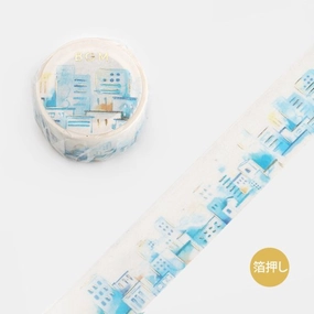 Watercolor City Washi Tape Foil Bgm wide