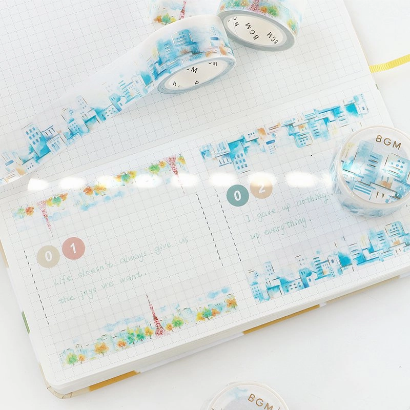 Watercolor City Washi Tape Foil Bgm durable luxury